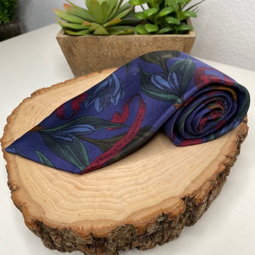 Liberty of London Silk Tie Purple Botanical Floral Latin Ribbon Eclectic Grandpa